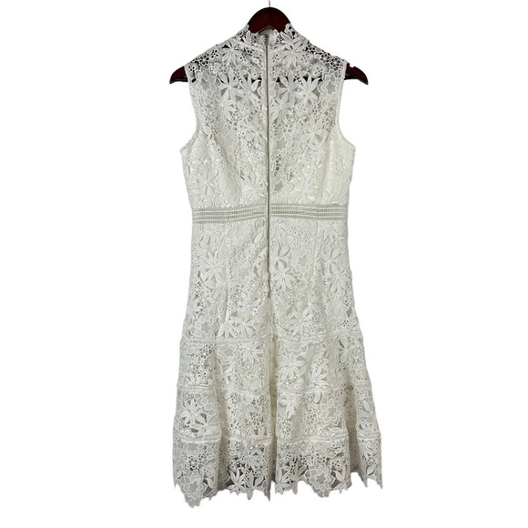 BARDOT size medium / 8 ELISE GUIPURE LACE DRESS IN IVORY white - Picture 5 of 8